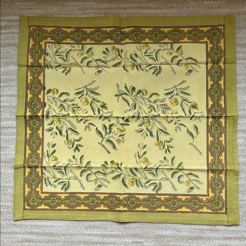 Set of 4 Couleur Nature Olive Tree Napkins Yellow/Green Designed by Bruno Lamy